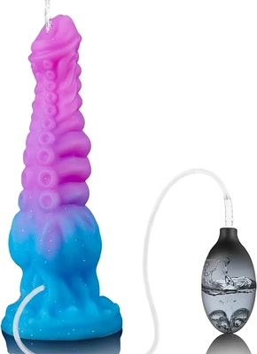 I love squirting tentacle dildo; strong suction, easy clean, wish softer option.