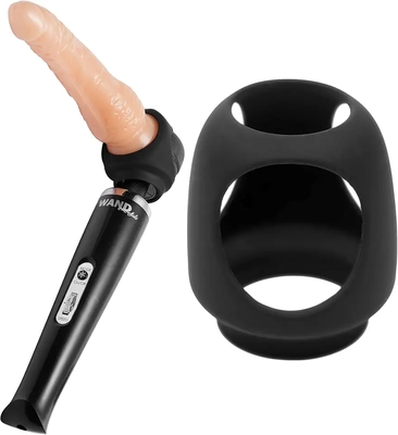 My stretchy silicone harness fits Hitachi snugly, holds toys securely, has three dildo holes. Hypoallergenic, comfy, versatile. Great price, highly recommend.