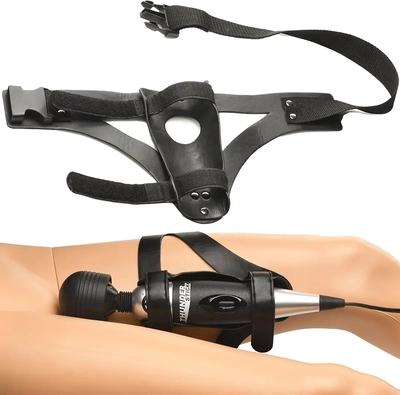 My hands-free thigh harness holds my wand securely; nylon strap feels basic.