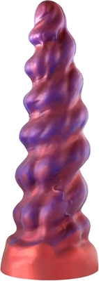 This giant silicone dildo offers perfect firmness and spiral design for gradual depth play.