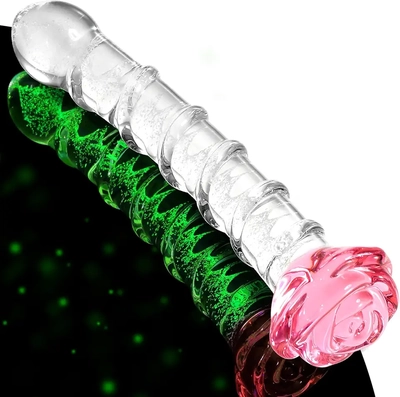 Glowing, balanced glass dildo; discreet package, easy clean. Highly recommend for play.