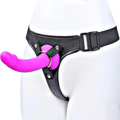 Comfortable, versatile harness with body-safe silicone dildo for intense G-spot play.