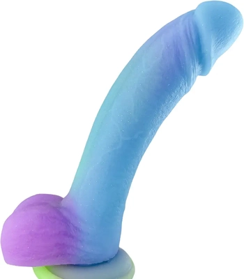 Colorful silicone dildo is ultra soft, flexible, and great for G-spot.