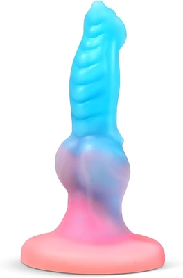 Soft flexible dildo perfect for her small uterus. She easily took the knot. Highly recommend beginner knot toy.