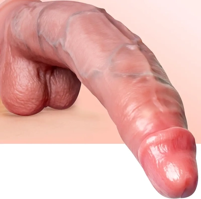 My thick dildo stretches deeply, feels soft yet firm, bendable for easy travel.