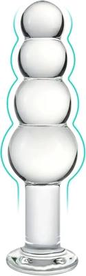 I love these smooth glass anal beads; gradual bumps bring intense pleasure.