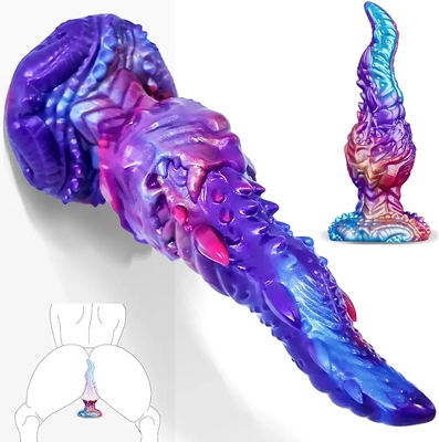 My textured monster tongue dildo felt larger, challenging, and rewarding fully inserted.