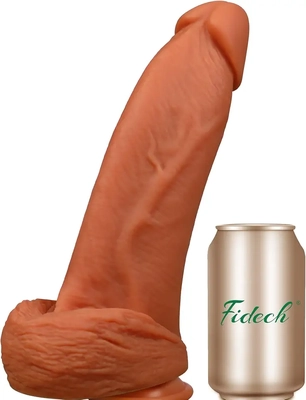Huge realistic dildo intimidated me; right position gave fulfilling pleasure, easy cleanup.