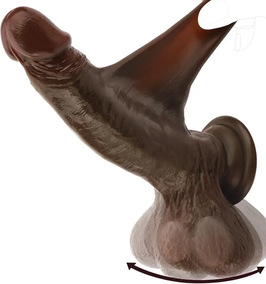 Soft realistic silicone dildo, strong suction, swinging balls, an utterly satisfying experience.