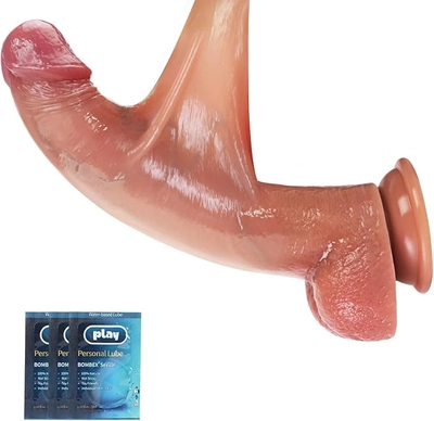 I love realistic dildo: deep reach, movable foreskin, suction cup, easy clean.