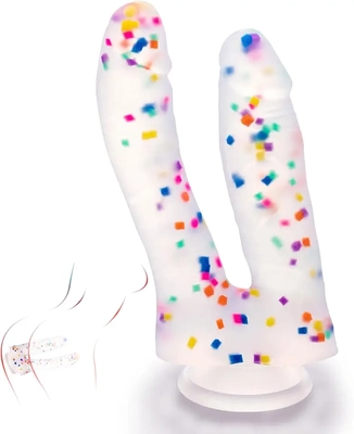 I love skin-like texture, flexible durable material, suction cup, and confetti design.